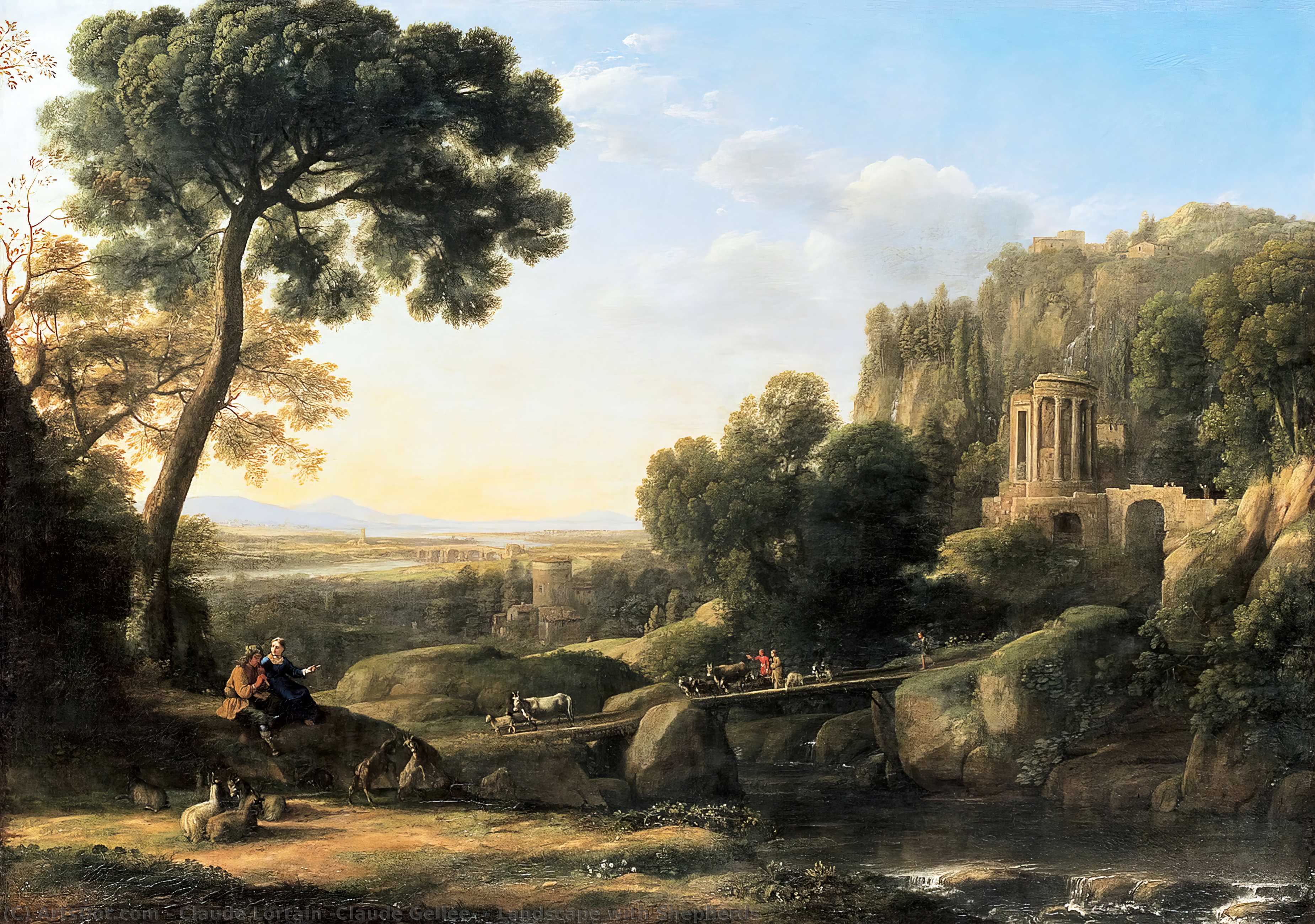 WikiOO.org - Encyclopedia of Fine Arts - Malba, Artwork Claude Lorrain (Claude Gellée) - Landscape with Shepherds