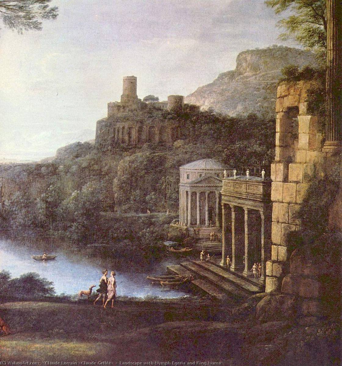 Wikioo.org - The Encyclopedia of Fine Arts - Painting, Artwork by Claude Lorrain (Claude Gellée) - Landscape with Nymph Egeria and King Numa