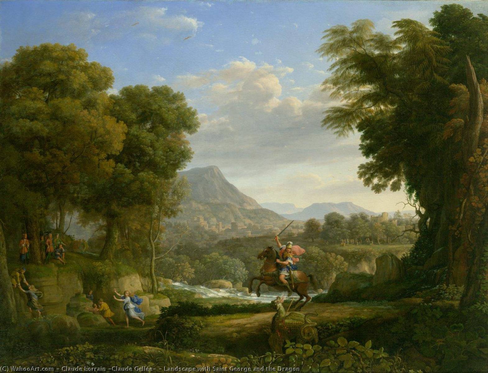Wikioo.org - The Encyclopedia of Fine Arts - Painting, Artwork by Claude Lorrain (Claude Gellée) - Landscape with Saint George and the Dragon