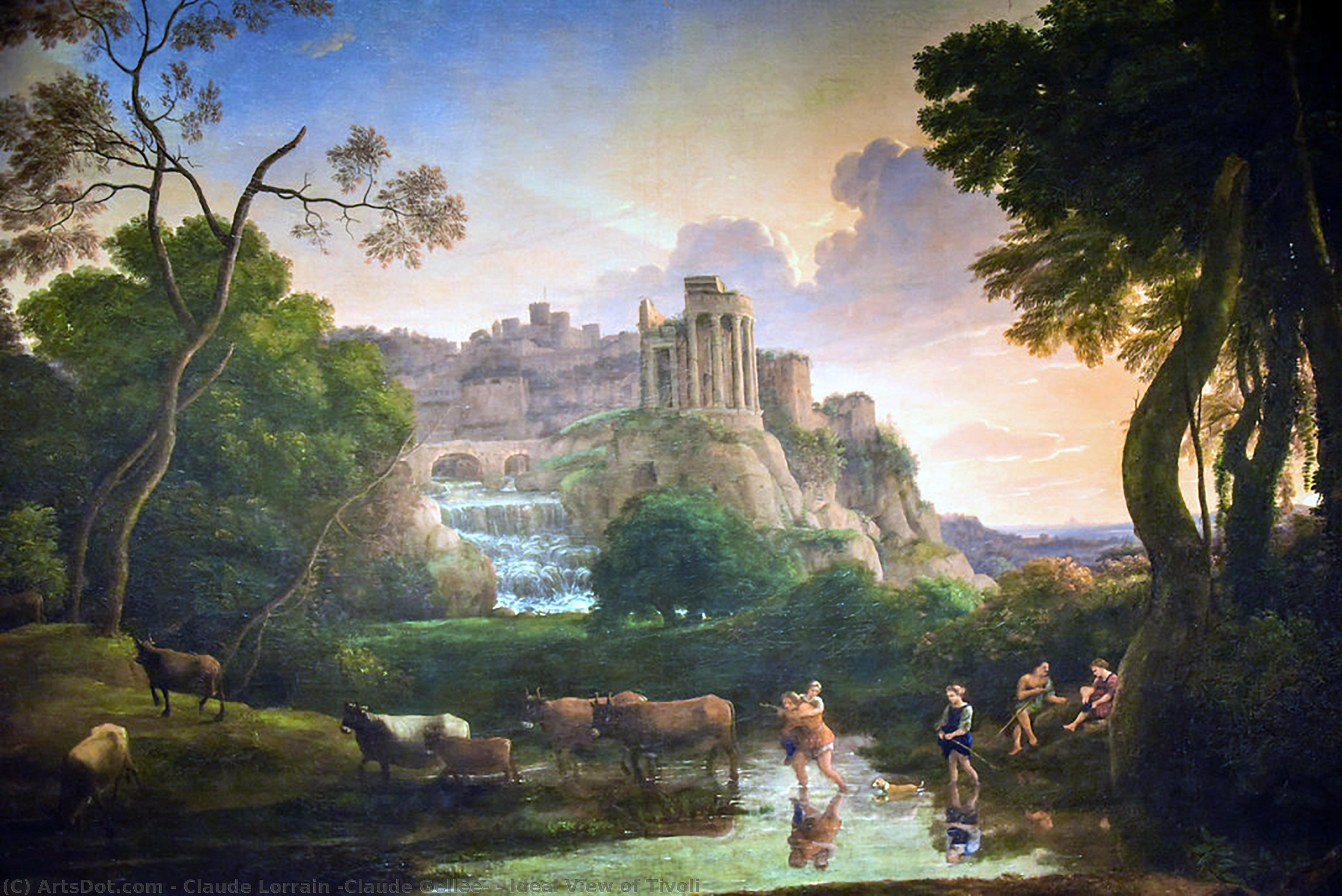 Wikioo.org – La Enciclopedia de las Bellas Artes - Pintura, Obras de arte de Claude Lorrain (Claude Gellée) - vista ideal de tivoli