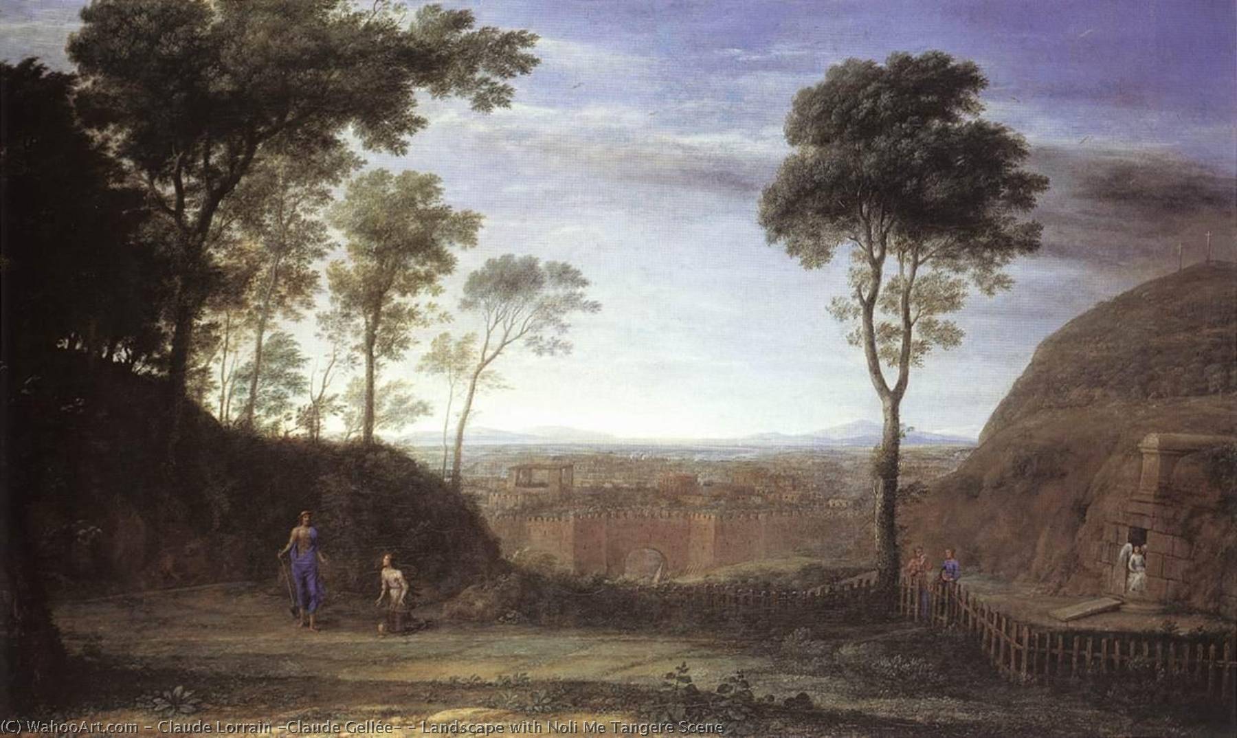 Wikioo.org - The Encyclopedia of Fine Arts - Painting, Artwork by Claude Lorrain (Claude Gellée) - Landscape with Noli Me Tangere Scene