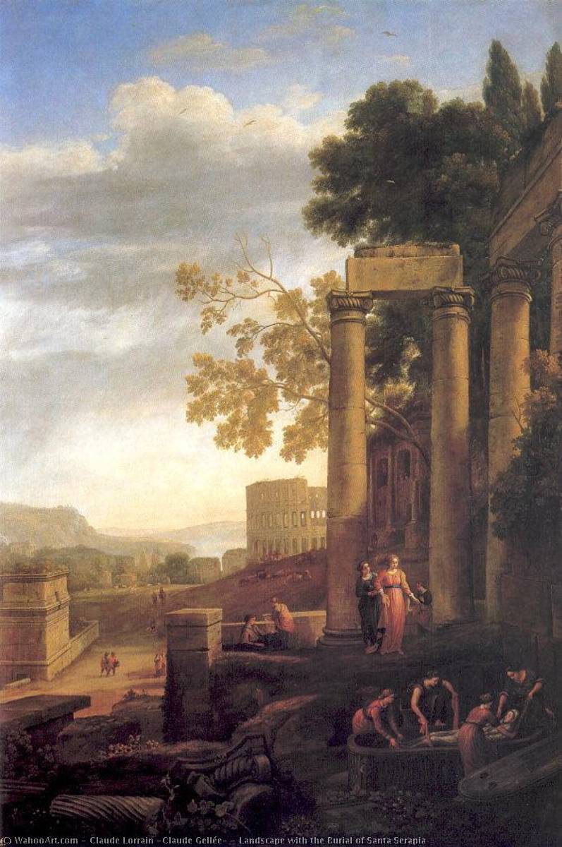 Wikioo.org - The Encyclopedia of Fine Arts - Painting, Artwork by Claude Lorrain (Claude Gellée) - Landscape with the Burial of Santa Serapia