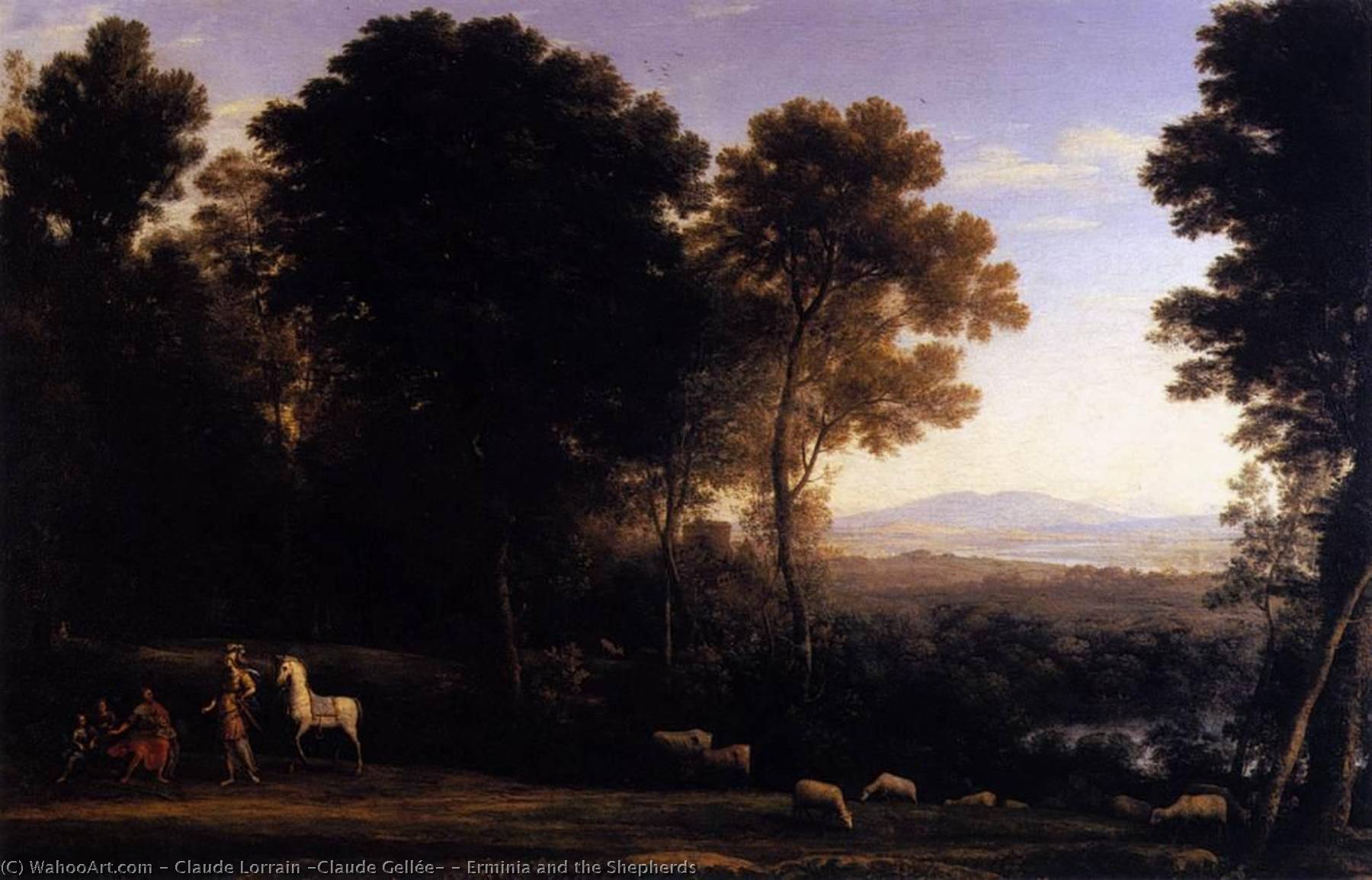 Wikioo.org - The Encyclopedia of Fine Arts - Painting, Artwork by Claude Lorrain (Claude Gellée) - Erminia and the Shepherds