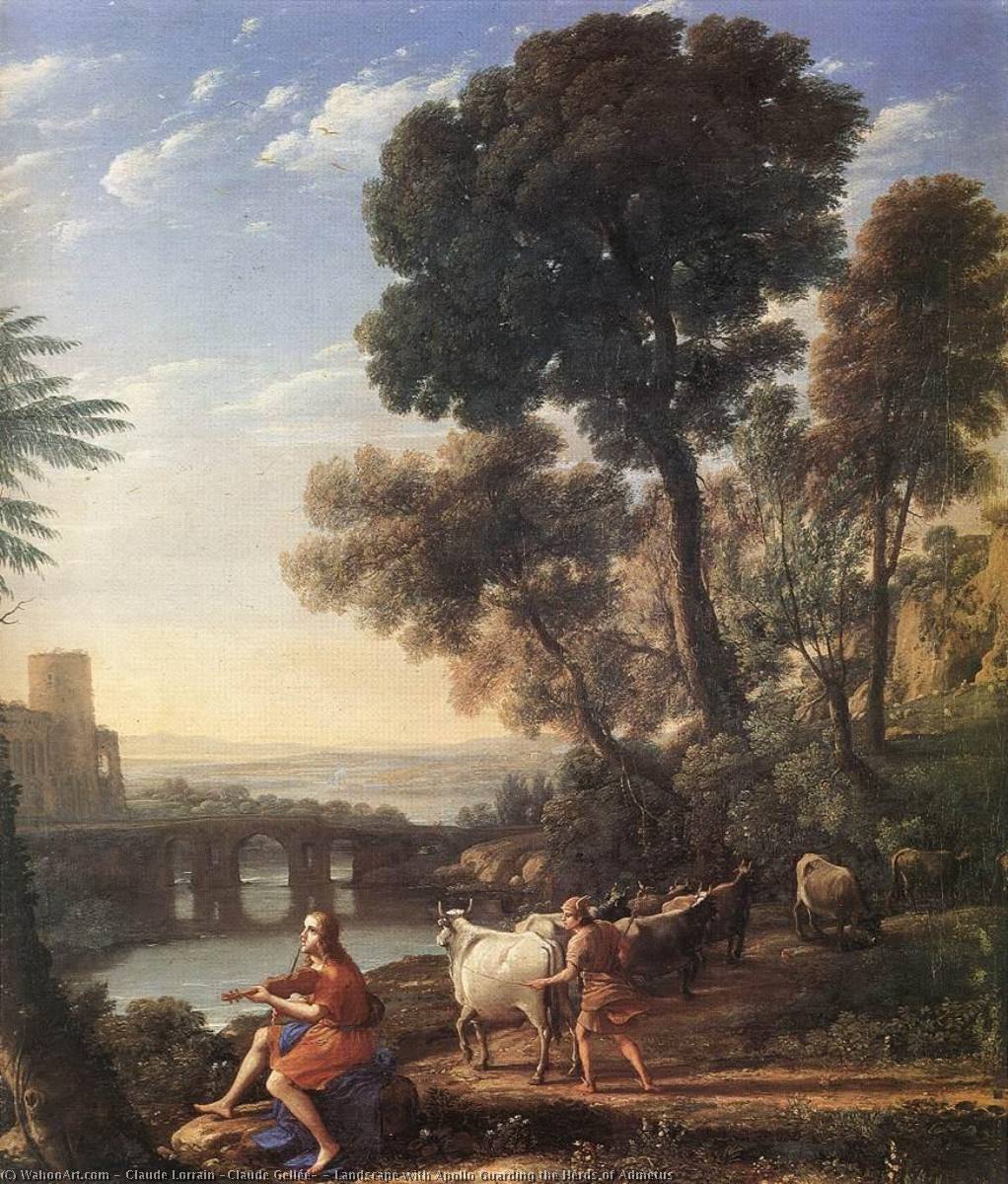 Wikioo.org - The Encyclopedia of Fine Arts - Painting, Artwork by Claude Lorrain (Claude Gellée) - Landscape with Apollo Guarding the Herds of Admetus