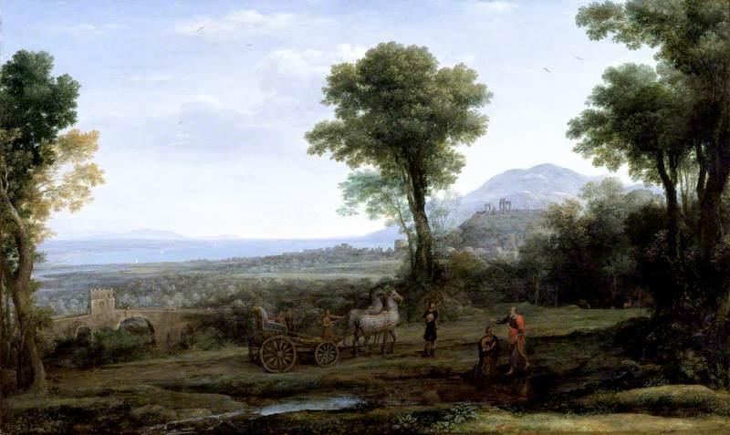 Wikioo.org - สารานุกรมวิจิตรศิลป์ - จิตรกรรม Claude Lorrain (Claude Gellée) - Landscape with Saint Philip Baptising the Eunuch