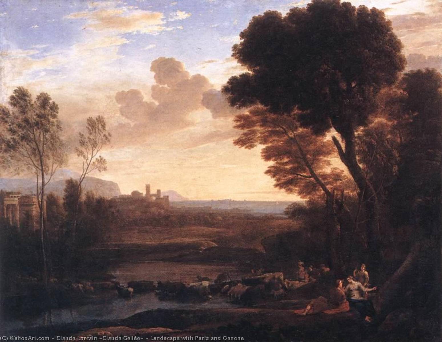 Wikioo.org - The Encyclopedia of Fine Arts - Painting, Artwork by Claude Lorrain (Claude Gellée) - Landscape with Paris and Oenone