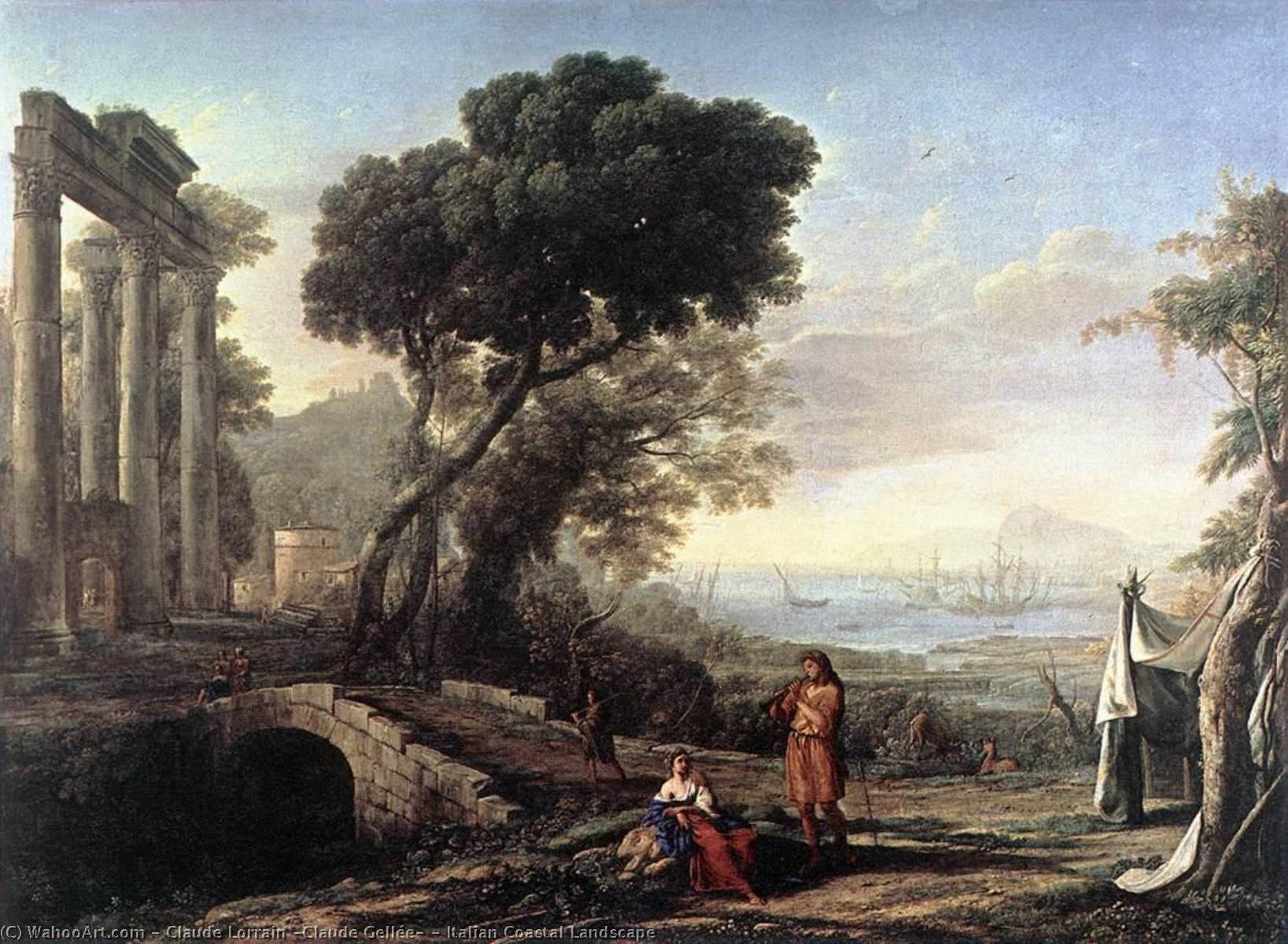 Wikioo.org - The Encyclopedia of Fine Arts - Painting, Artwork by Claude Lorrain (Claude Gellée) - Italian Coastal Landscape