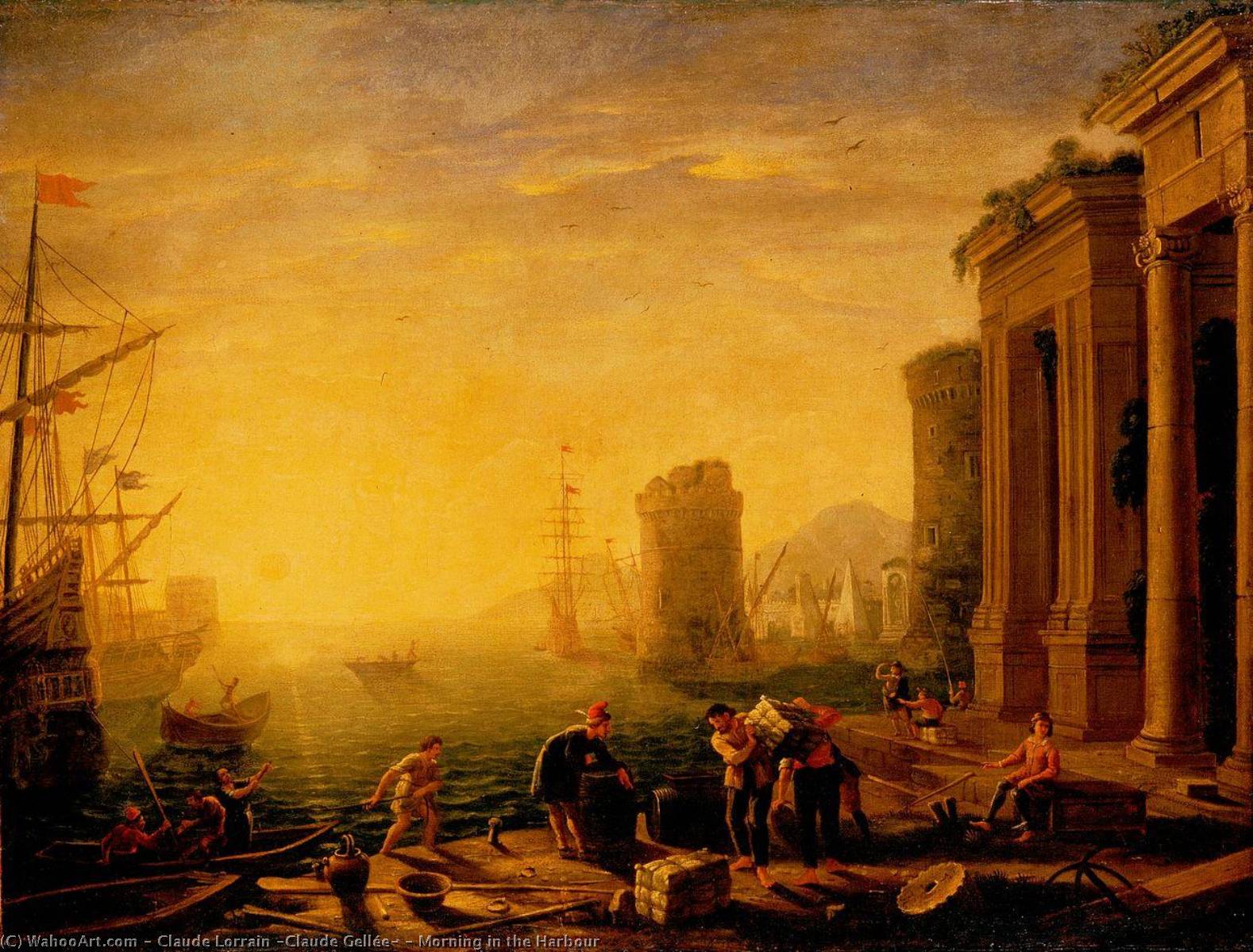 Wikioo.org - The Encyclopedia of Fine Arts - Painting, Artwork by Claude Lorrain (Claude Gellée) - Morning in the Harbour