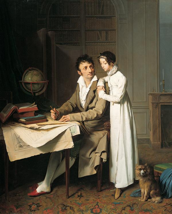 Wikioo.org - The Encyclopedia of Fine Arts - Painting, Artwork by Louis Léopold Boilly - The Geography Lesson (also known as Portrait of Monsieur Gaudry and His Daughter)