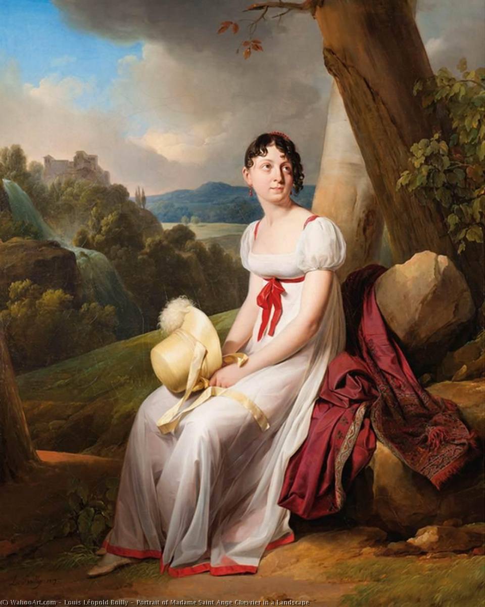 Wikioo.org - The Encyclopedia of Fine Arts - Painting, Artwork by Louis Léopold Boilly - Portrait of Madame Saint Ange Chevrier in a Landscape