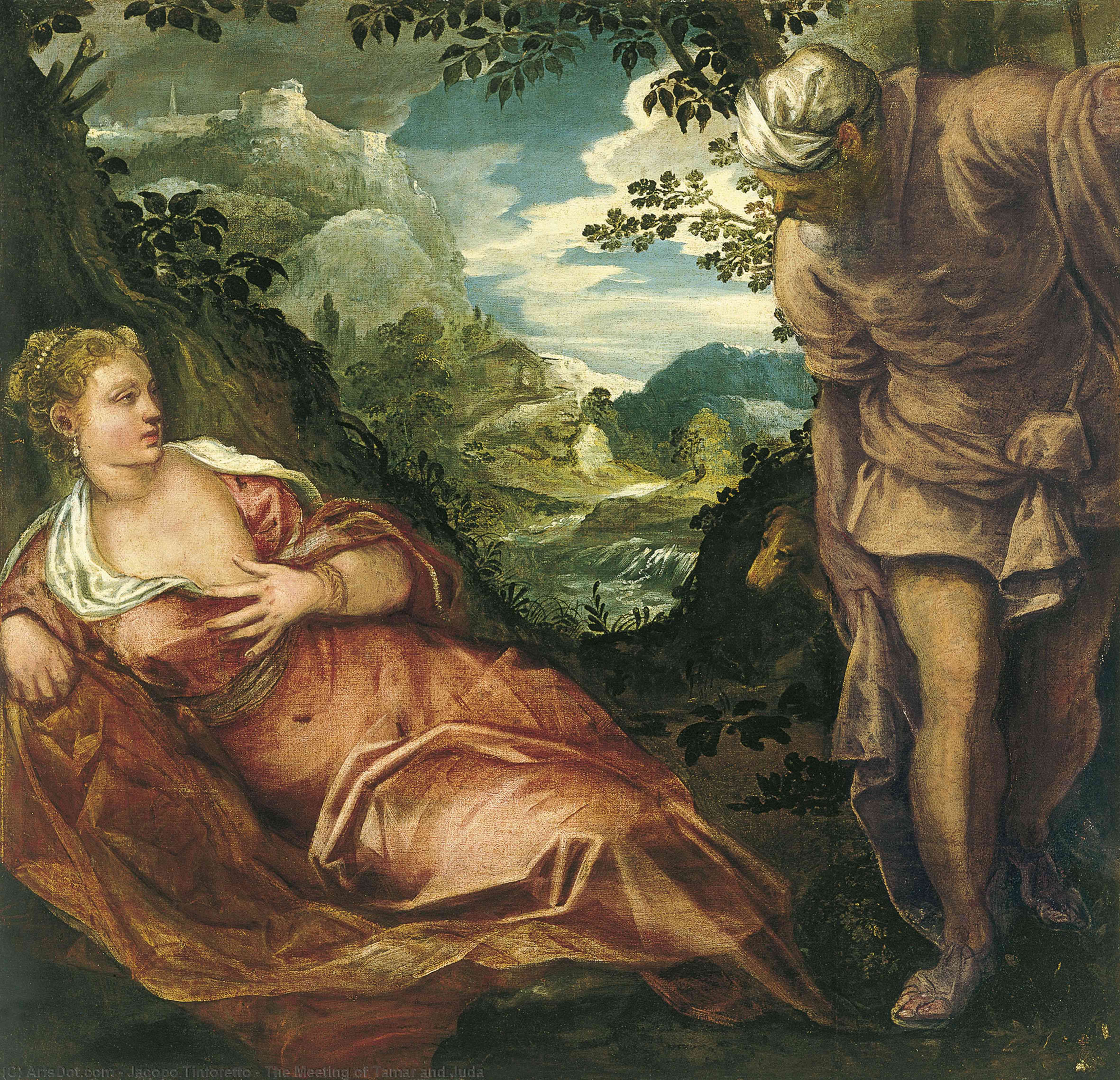 WikiOO.org - Encyclopedia of Fine Arts - Lukisan, Artwork Jacopo Tintoretto - The Meeting of Tamar and Juda