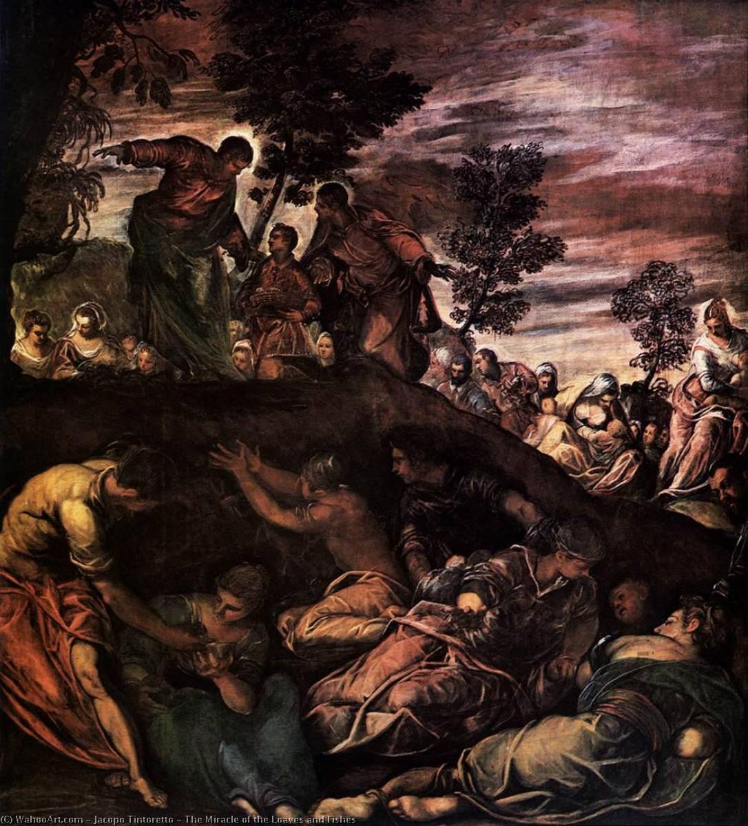 Wikioo.org – La Enciclopedia de las Bellas Artes - Pintura, Obras de arte de Jacopo Tintoretto - El milagro de los panes y los peces