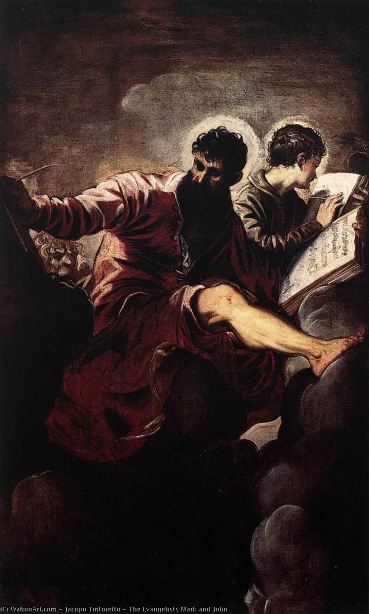 WikiOO.org – 美術百科全書 - 繪畫，作品 Jacopo Tintoretto - 福音 商标  和  约翰