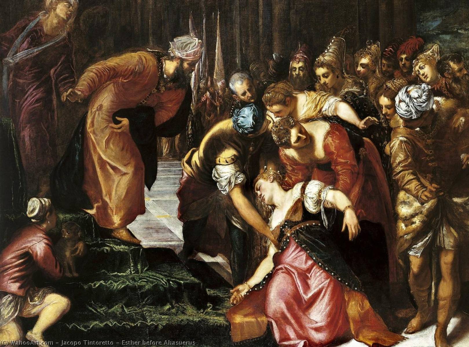 Wikioo.org – La Enciclopedia de las Bellas Artes - Pintura, Obras de arte de Jacopo Tintoretto - Esther ante Asuero