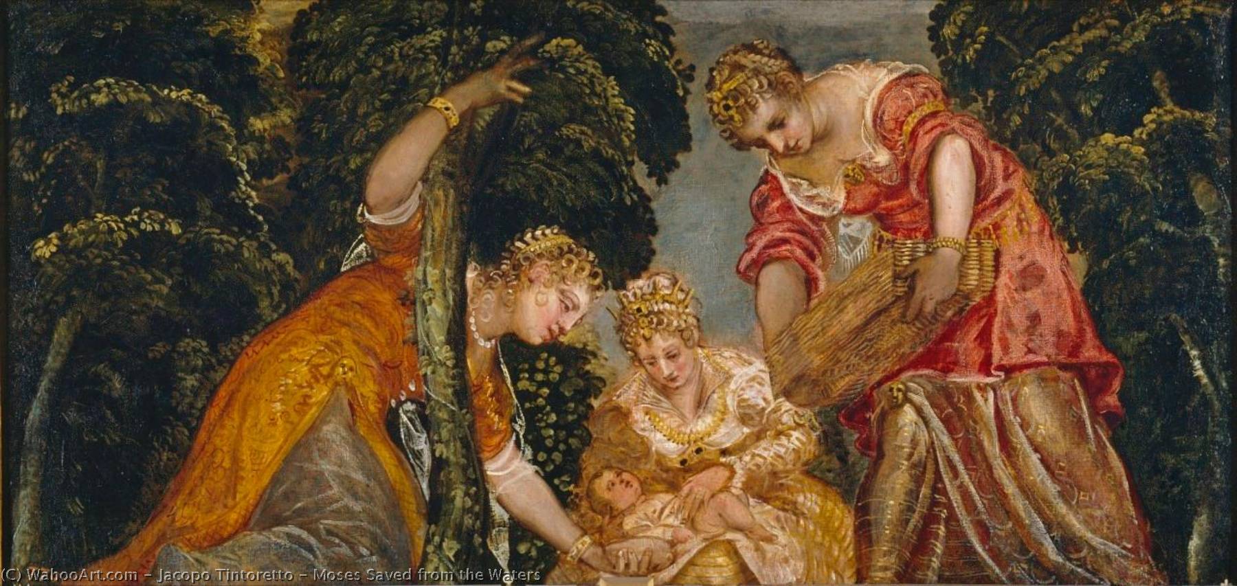Wikioo.org – L'Enciclopedia delle Belle Arti - Pittura, Opere di Jacopo Tintoretto - Mosé Salvato  da  Antartico  acque