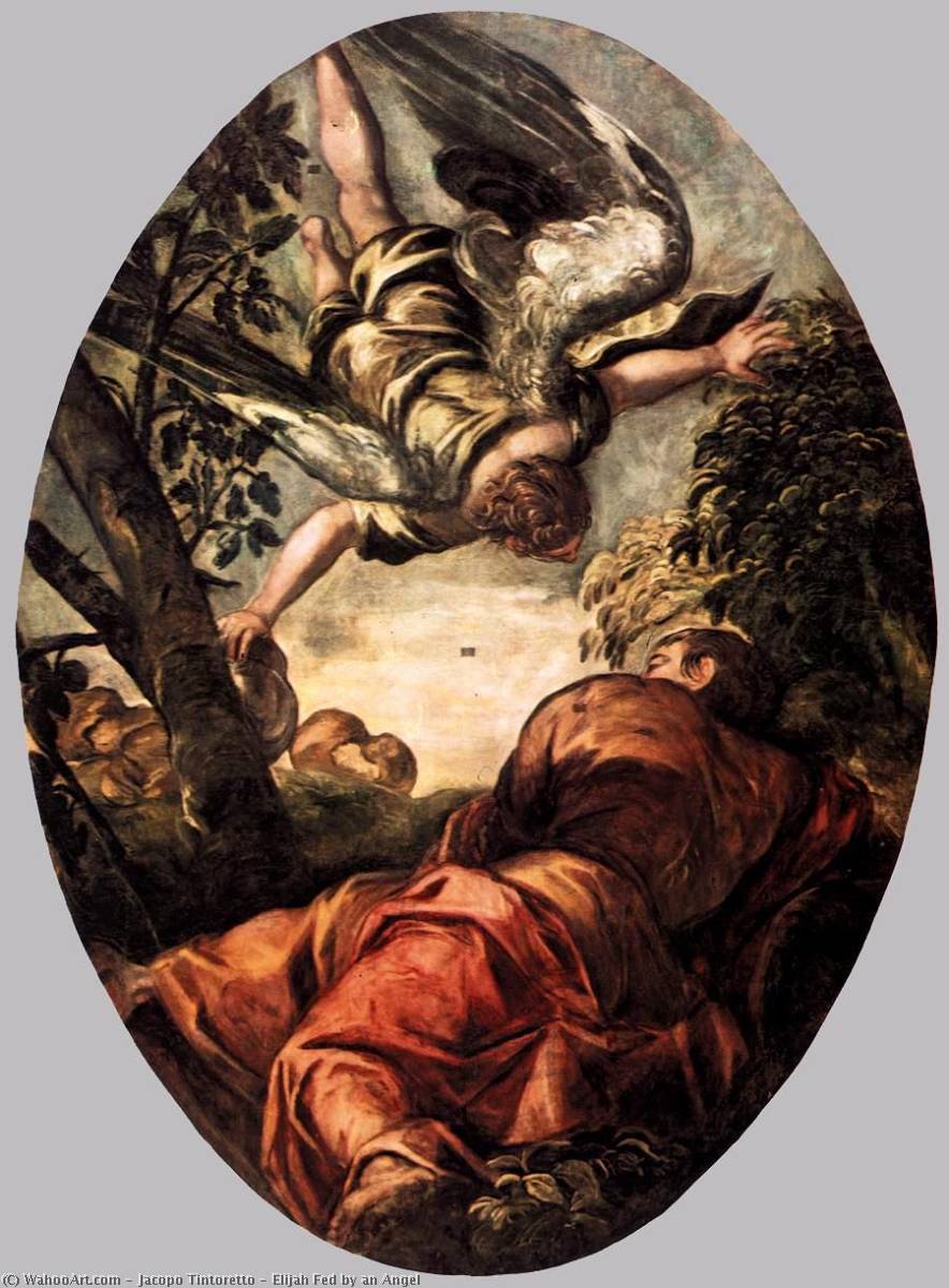 Wikioo.org - The Encyclopedia of Fine Arts - Painting, Artwork by Jacopo Tintoretto - Elijah Fed by an Angel