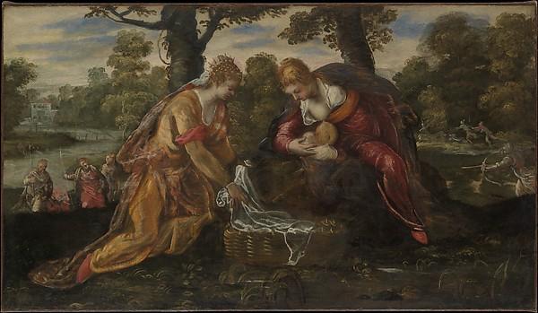 WikiOO.org – 美術百科全書 - 繪畫，作品 Jacopo Tintoretto - 这一发现 的  摩西