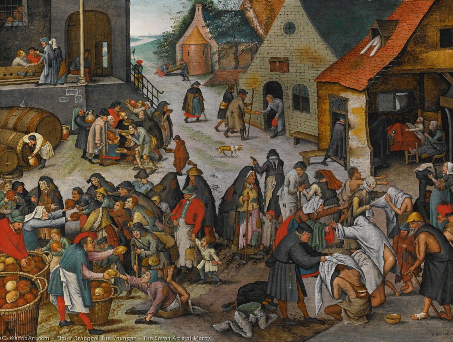 Wikioo.org – La Enciclopedia de las Bellas Artes - Pintura, Obras de arte de Pieter Brueghel The Younger - las siete hechos  todaclasede  Misericordia