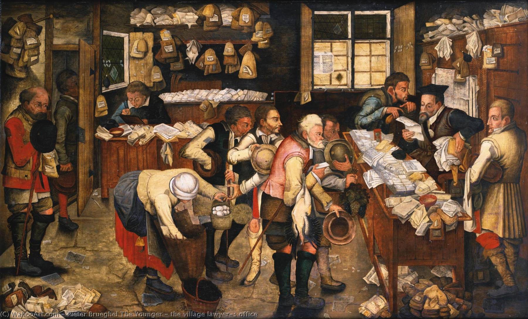 Wikioo.org - The Encyclopedia of Fine Arts - Painting, Artwork by Pieter Brueghel The Younger - the village lawyer's office