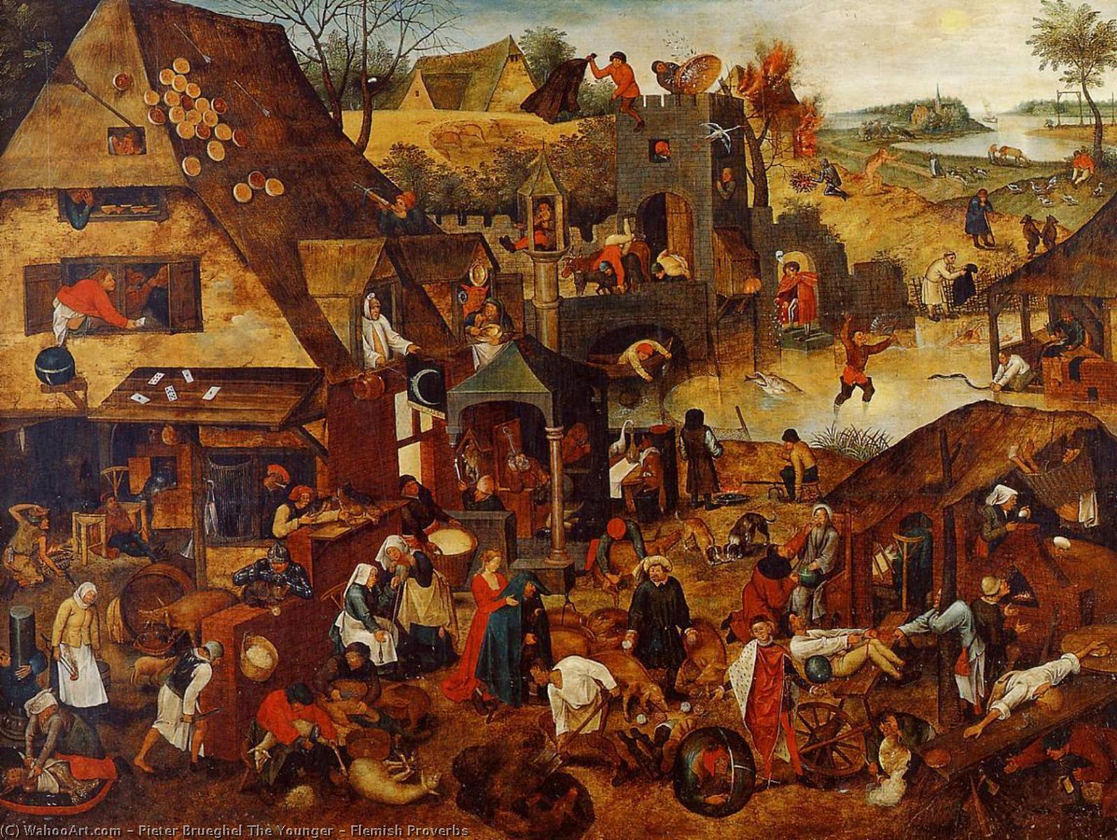 Wikioo.org - The Encyclopedia of Fine Arts - Painting, Artwork by Pieter Brueghel The Younger - Flemish Proverbs