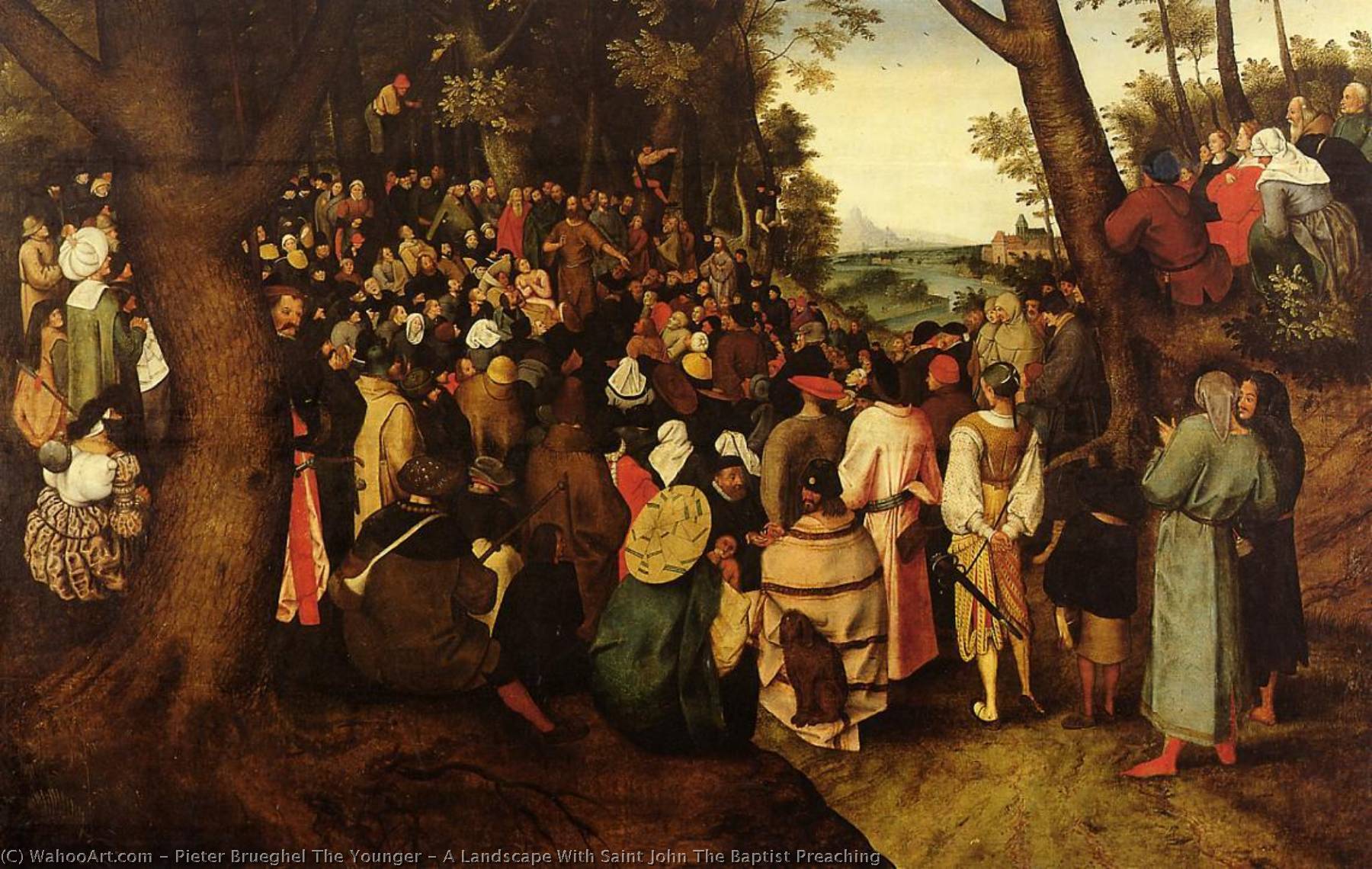 Wikioo.org - The Encyclopedia of Fine Arts - Painting, Artwork by Pieter Brueghel The Younger - A Landscape With Saint John The Baptist Preaching