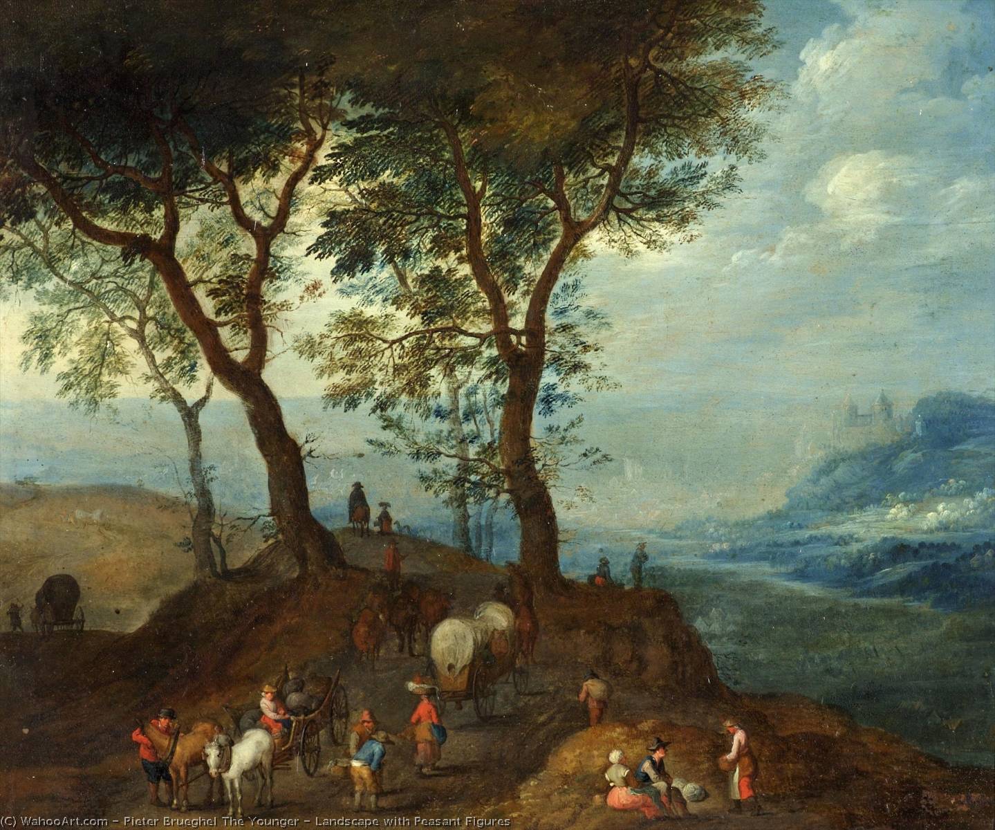 Wikioo.org - The Encyclopedia of Fine Arts - Painting, Artwork by Pieter Brueghel The Younger - Landscape with Peasant Figures