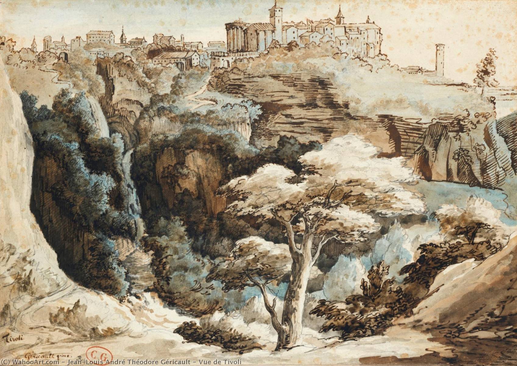 WikiOO.org - Encyclopedia of Fine Arts - Lukisan, Artwork Jean-Louis André Théodore Géricault - Vue de Tivoli