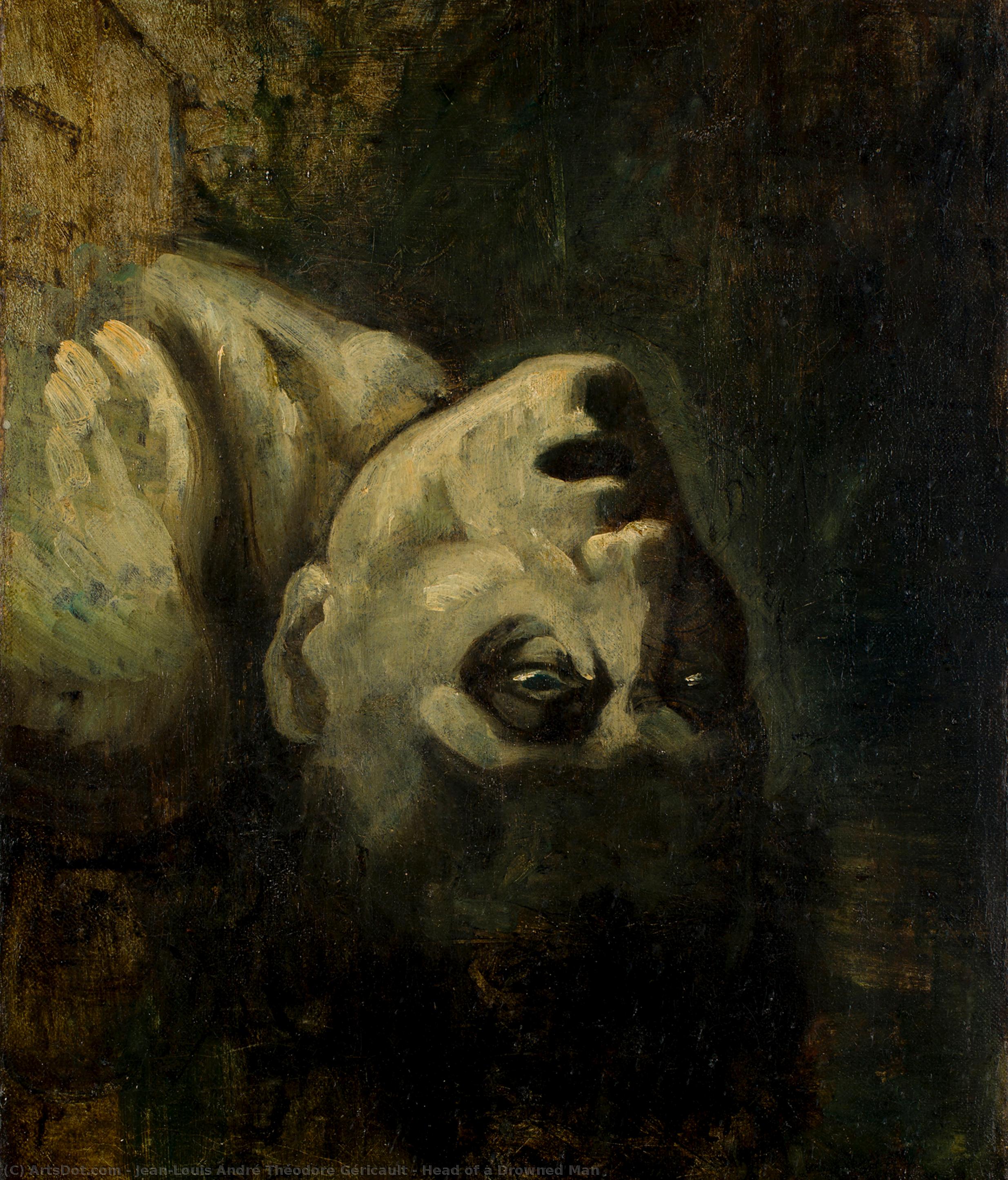 Wikioo.org – La Enciclopedia de las Bellas Artes - Pintura, Obras de arte de Jean-Louis André Théodore Géricault - inglés Cabeza  todaclasede  Un  AHOGUE  hombre