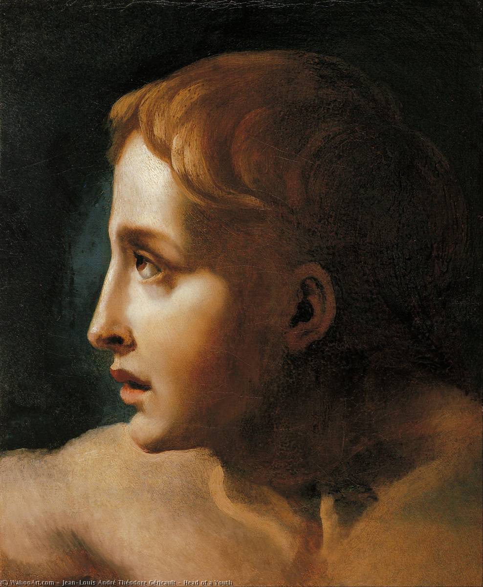 WikiOO.org - 百科事典 - 絵画、アートワーク Jean-Louis André Théodore Géricault - 青年の頭