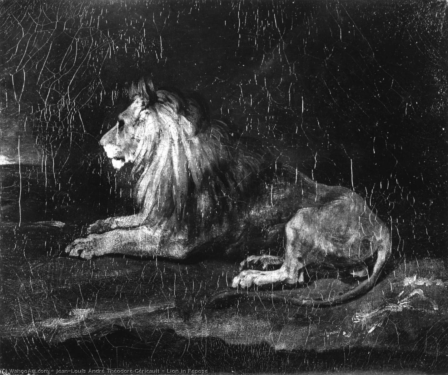 Wikioo.org - The Encyclopedia of Fine Arts - Painting, Artwork by Jean-Louis André Théodore Géricault - Lion in Repose