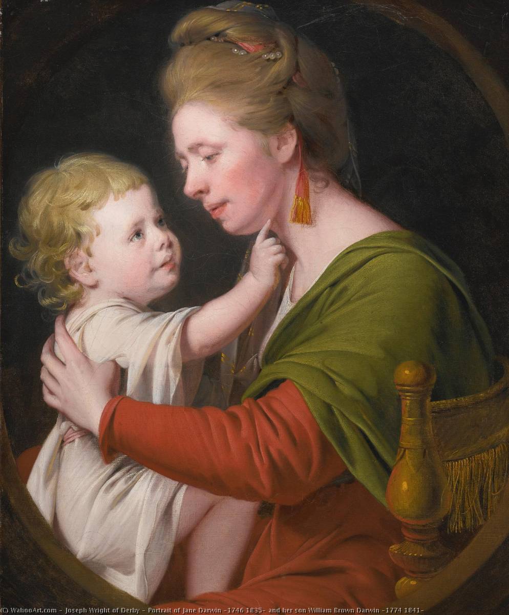 Wikioo.org - The Encyclopedia of Fine Arts - Painting, Artwork by Joseph Wright Of Derby - Portrait of Jane Darwin (1746 1835) and her son William Brown Darwin (1774 1841)