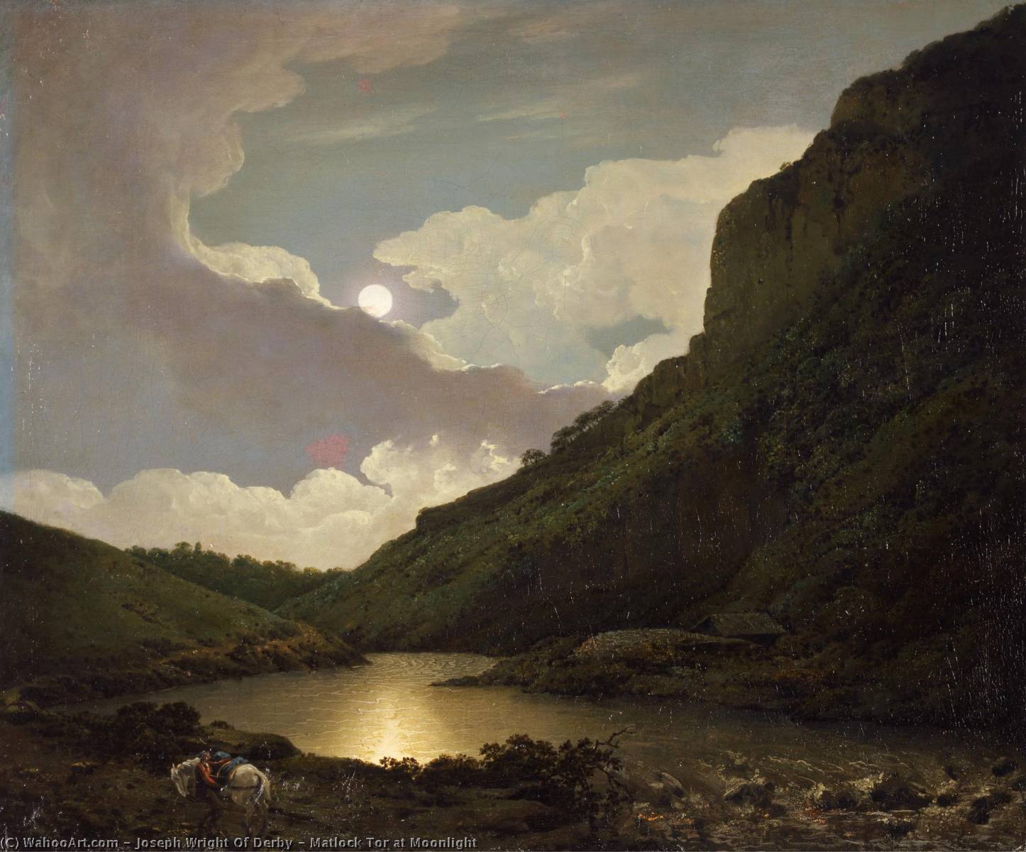 Wikioo.org - The Encyclopedia of Fine Arts - Painting, Artwork by Joseph Wright Of Derby - Matlock Tor at Moonlight