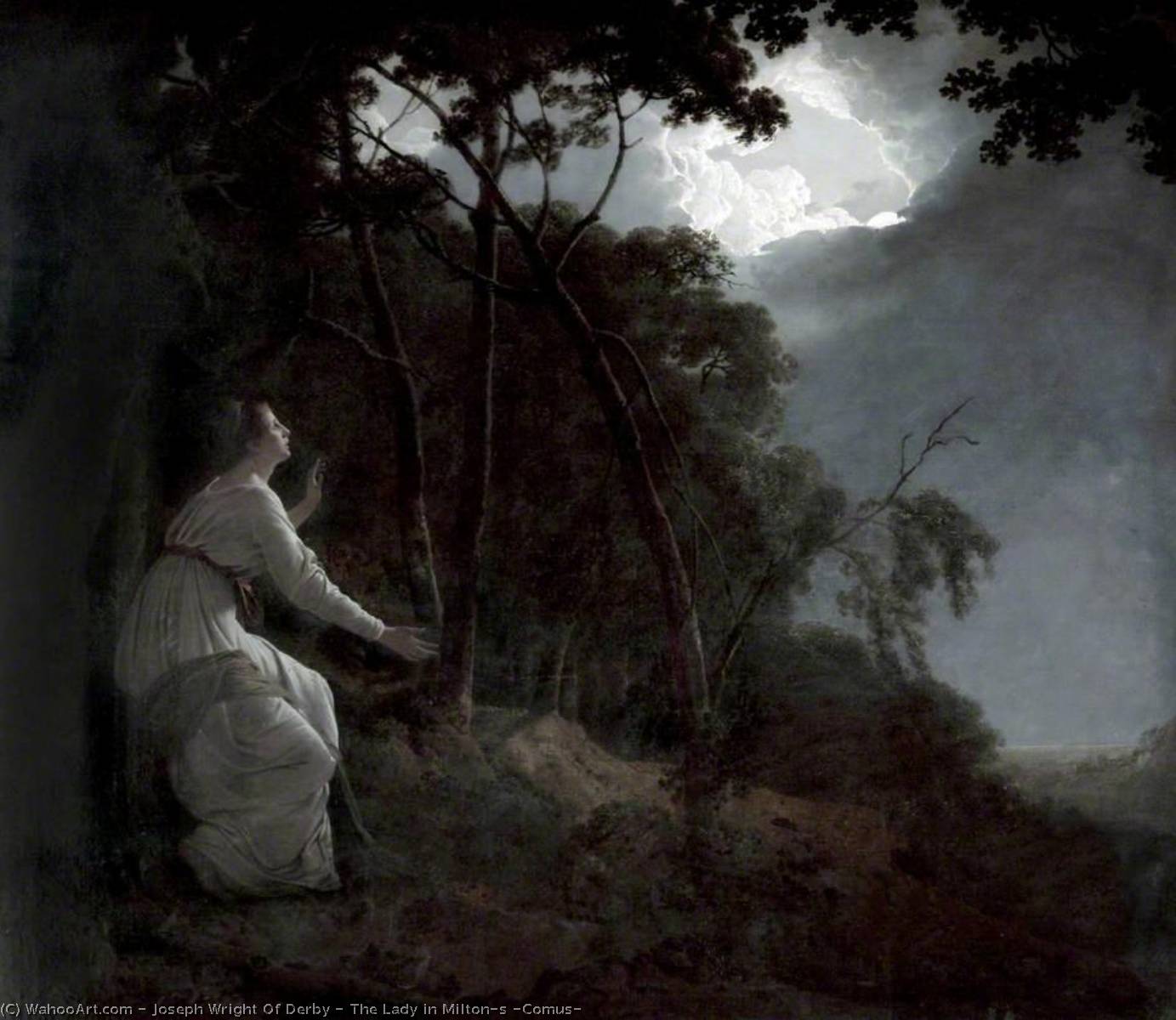 Wikioo.org - The Encyclopedia of Fine Arts - Painting, Artwork by Joseph Wright Of Derby - The Lady in Milton's 'Comus'