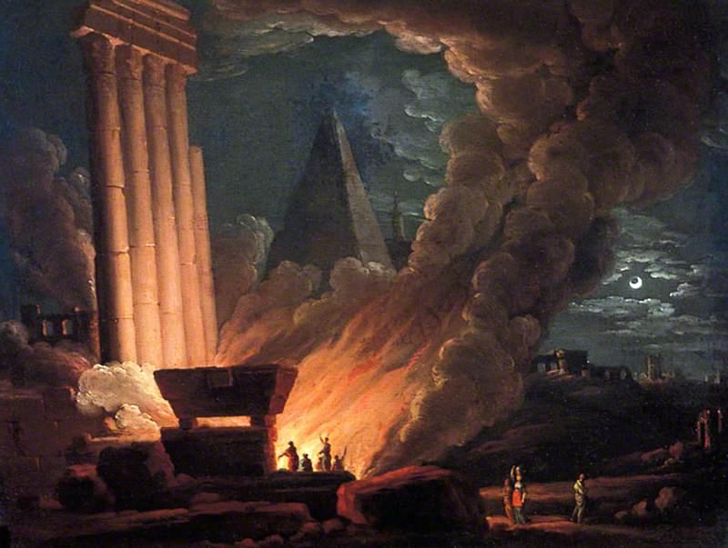 Wikioo.org - The Encyclopedia of Fine Arts - Painting, Artwork by Joseph Wright Of Derby - The Funeral Pyre