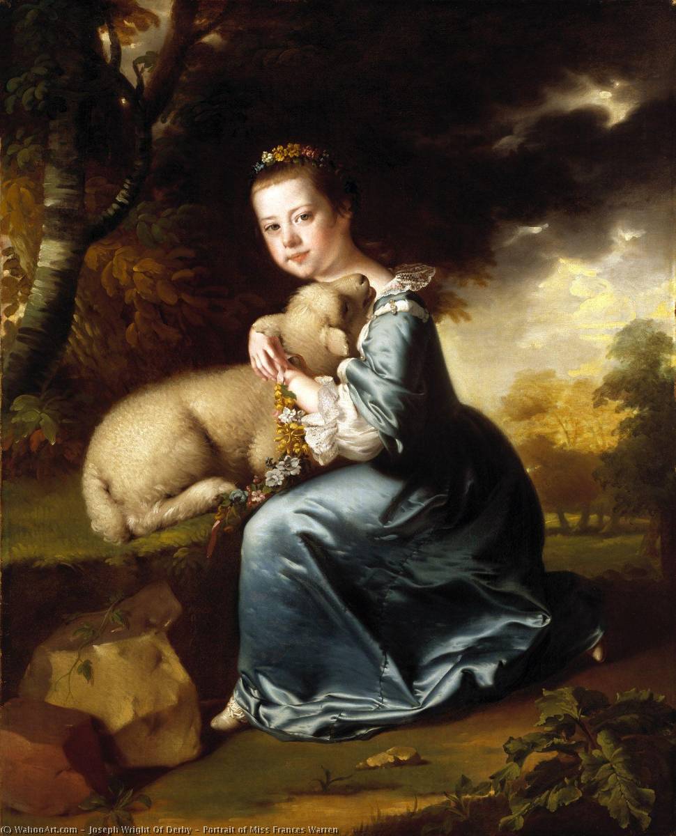 WikiOO.org - Encyclopedia of Fine Arts - Maleri, Artwork Joseph Wright Of Derby - Portrait of Miss Frances Warren