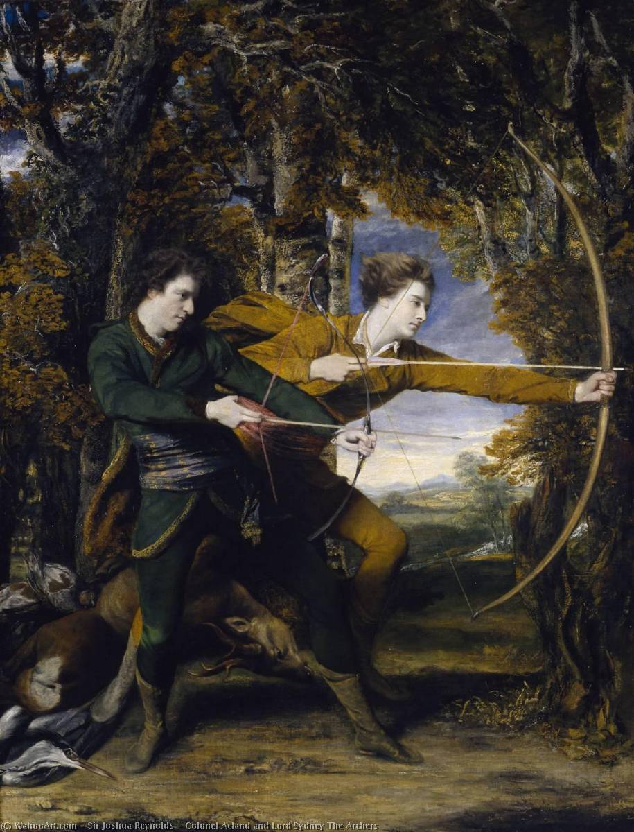 Wikioo.org – La Enciclopedia de las Bellas Artes - Pintura, Obras de arte de Joshua Reynolds - Coronel Acland y Lord Sydney el  Arqueros