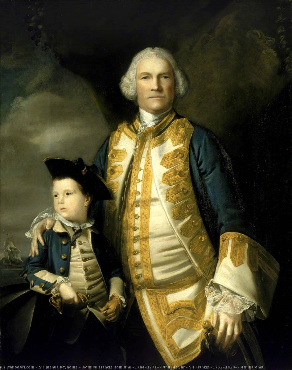 WikiOO.org - Enciclopedia of Fine Arts - Pictura, lucrări de artă Joshua Reynolds - Admiral Francis Holburne (1704–1771), and his Son, Sir Francis (1752–1820), 4th Baronet
