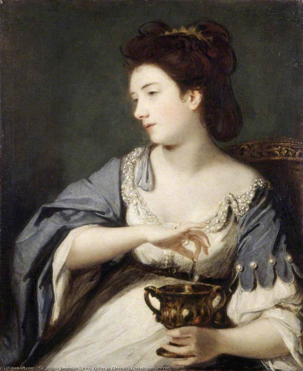 WikiOO.org - אנציקלופדיה לאמנויות יפות - ציור, יצירות אמנות Joshua Reynolds - Kitty Fisher as Cleopatra Dissolving the Pearl