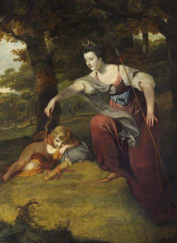 WikiOO.org - אנציקלופדיה לאמנויות יפות - ציור, יצירות אמנות Joshua Reynolds - Diana Disarming Cupid Elizabeth Dashwood (1741–1832), Duchess of Manchester, and Her Son George Montagu (1763–1772), Viscount Manderville
