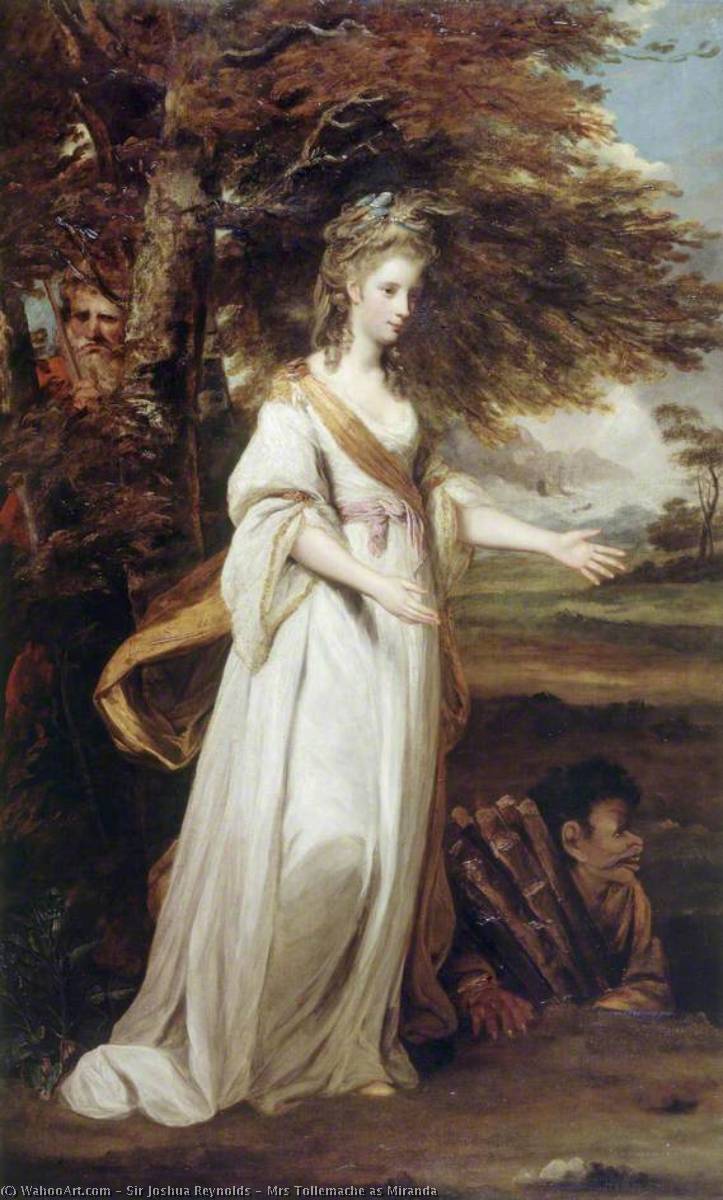 Wikioo.org - สารานุกรมวิจิตรศิลป์ - จิตรกรรม Joshua Reynolds - Mrs Tollemache as Miranda