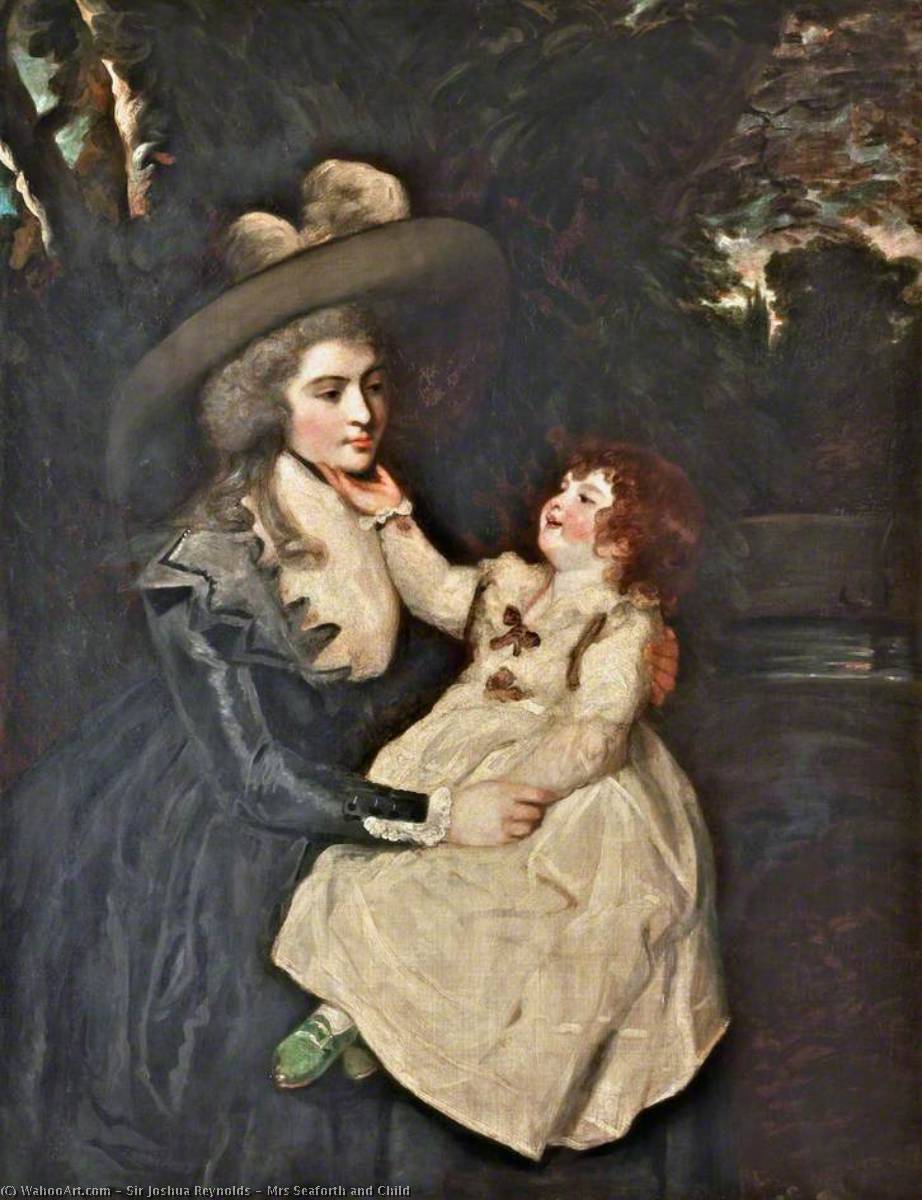Wikioo.org – La Enciclopedia de las Bellas Artes - Pintura, Obras de arte de Joshua Reynolds - Señorita Seaforth y el niño