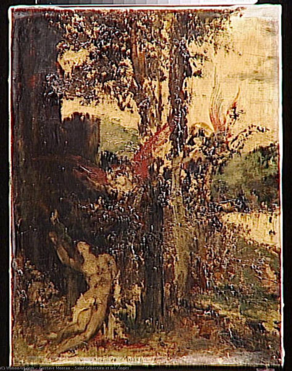 Wikioo.org – L'Encyclopédie des Beaux Arts - Peinture, Oeuvre de Gustave Moreau - Saint Sébastien et les anges