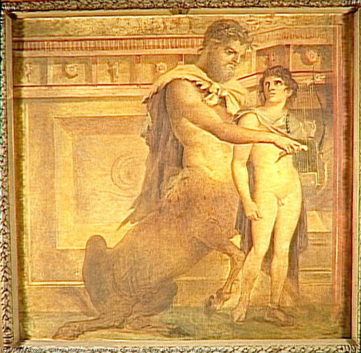 Wikioo.org - The Encyclopedia of Fine Arts - Painting, Artwork by Gustave Moreau - Achille et le Centaure Chiron, d'après une fresque antique