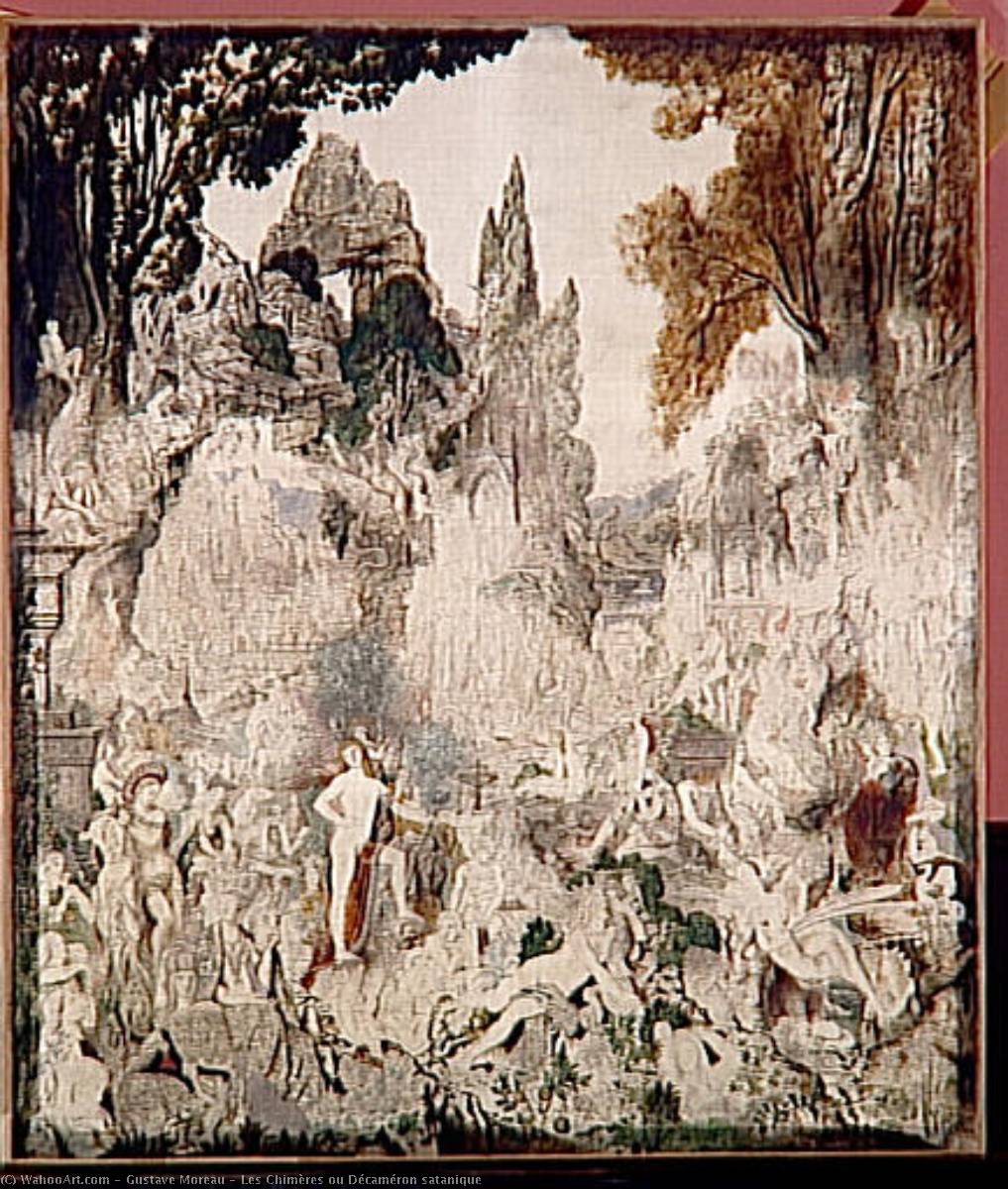 Wikioo.org – L'Encyclopédie des Beaux Arts - Peinture, Oeuvre de Gustave Moreau - les chimères ous Décaméron satanique