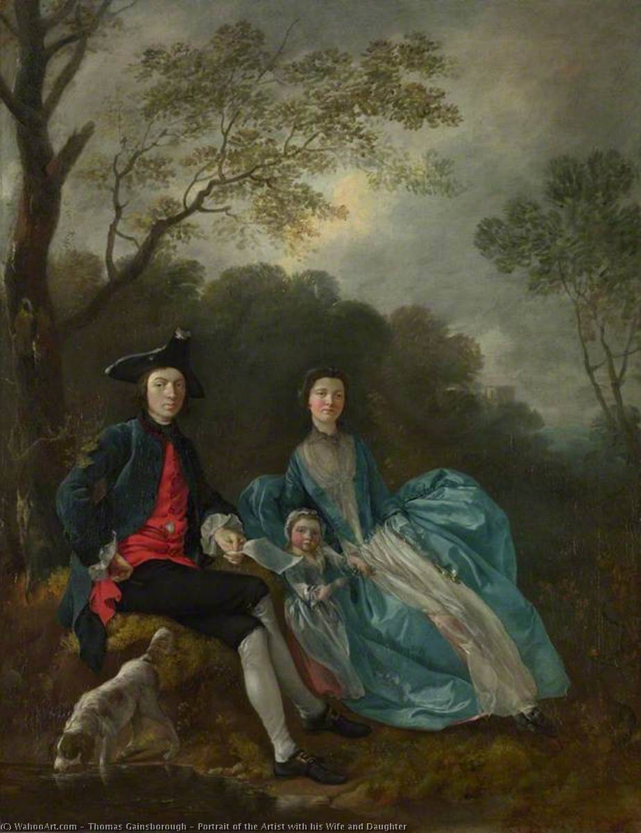Wikioo.org - The Encyclopedia of Fine Arts - Painting, Artwork by Thomas Gainsborough - Portrait of the Artist with his Wife and Daughter