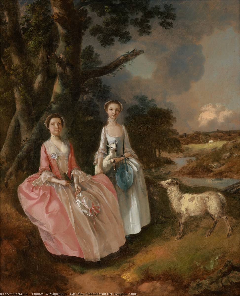 Wikioo.org - The Encyclopedia of Fine Arts - Painting, Artwork by Thomas Gainsborough - Mrs Mary Cobbold with Her Daughter Anne