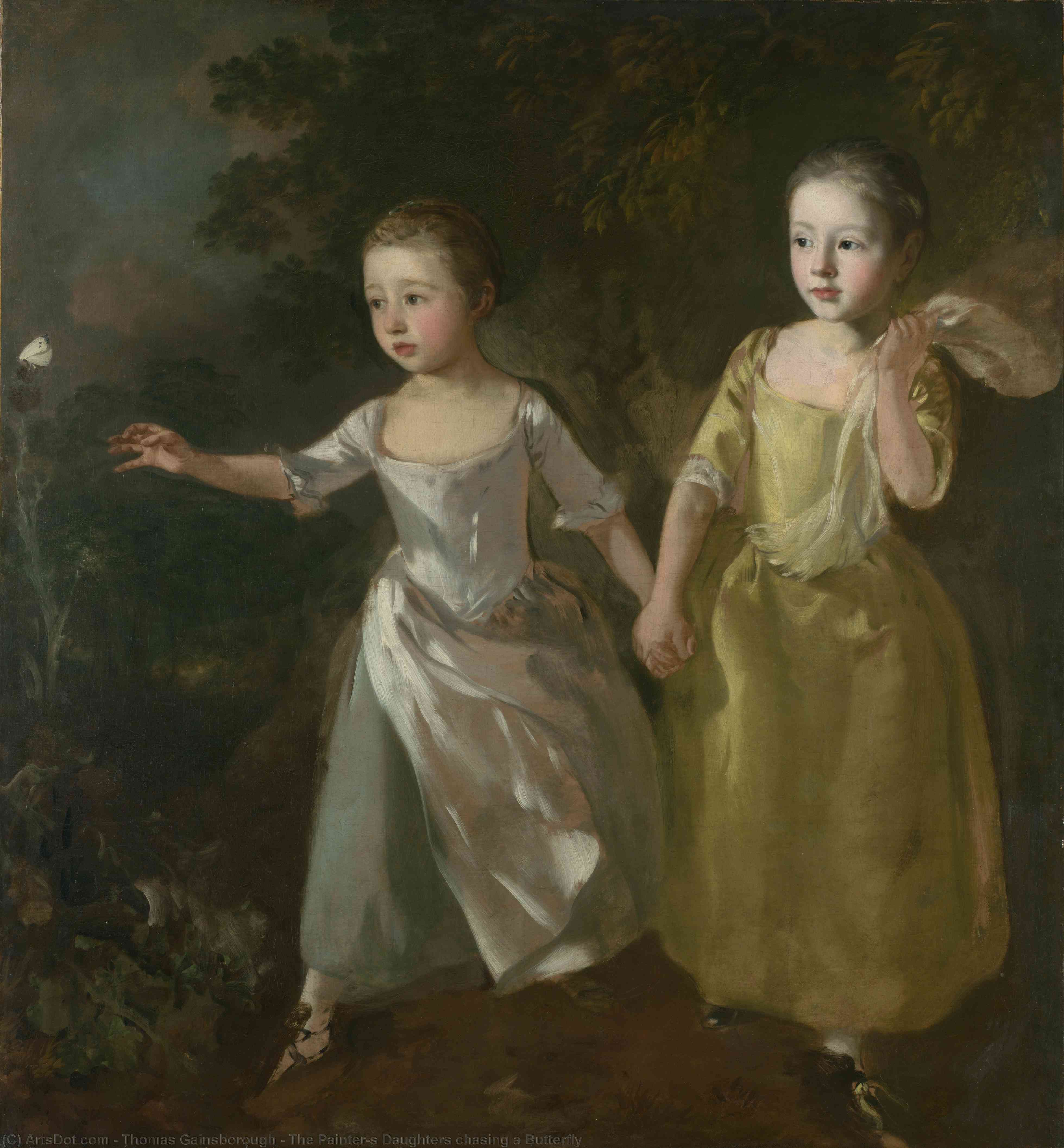 WikiOO.org - Εγκυκλοπαίδεια Καλών Τεχνών - Ζωγραφική, έργα τέχνης Thomas Gainsborough - The Painter's Daughters chasing a Butterfly