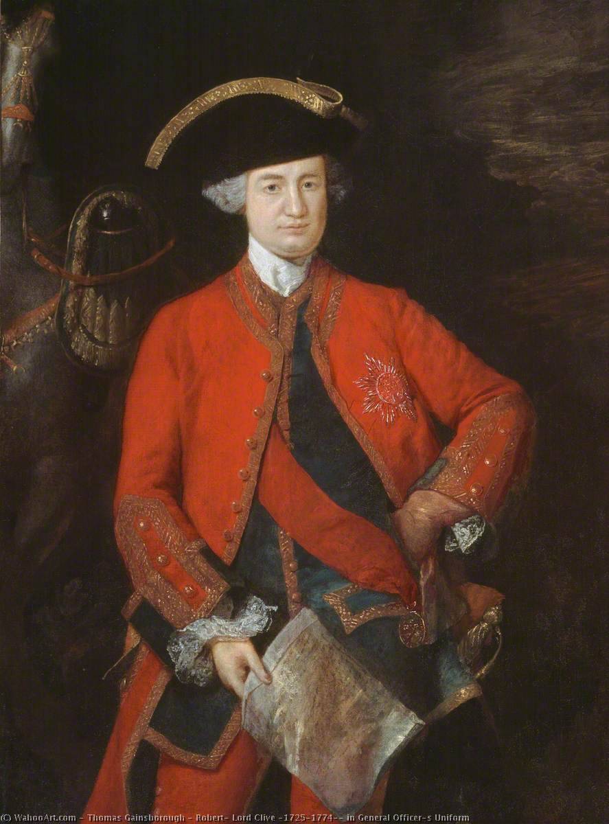 WikiOO.org - Encyclopedia of Fine Arts - Maleri, Artwork Thomas Gainsborough - Robert, Lord Clive (1725–1774), in General Officer’s Uniform