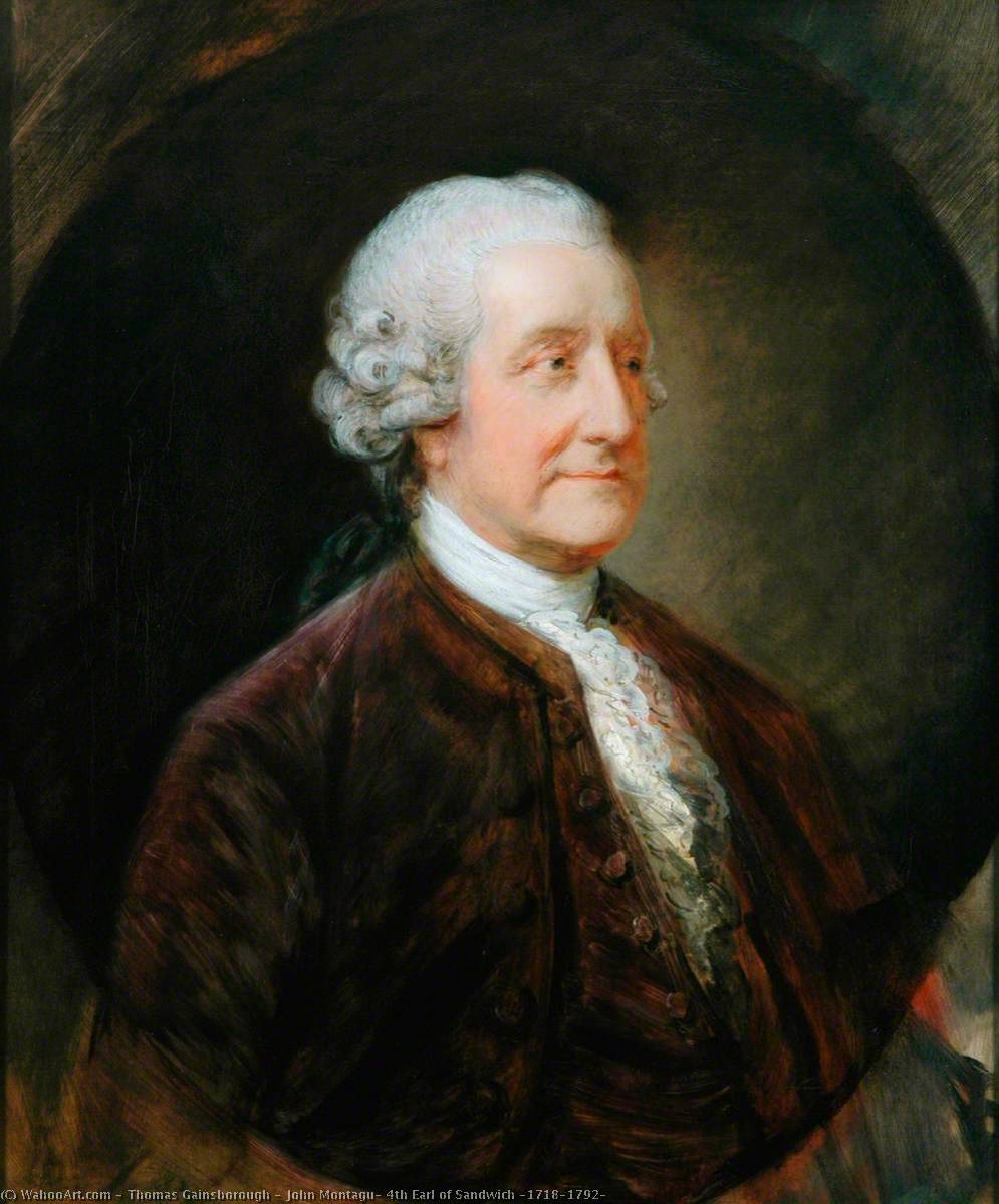Wikioo.org – La Enciclopedia de las Bellas Artes - Pintura, Obras de arte de Thomas Gainsborough - john montagu , 4th Conde de Emparedado ( 1718–1792 )