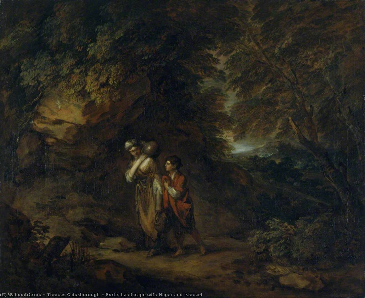 Wikioo.org - The Encyclopedia of Fine Arts - Painting, Artwork by Thomas Gainsborough - Rocky Landscape with Hagar and Ishmael